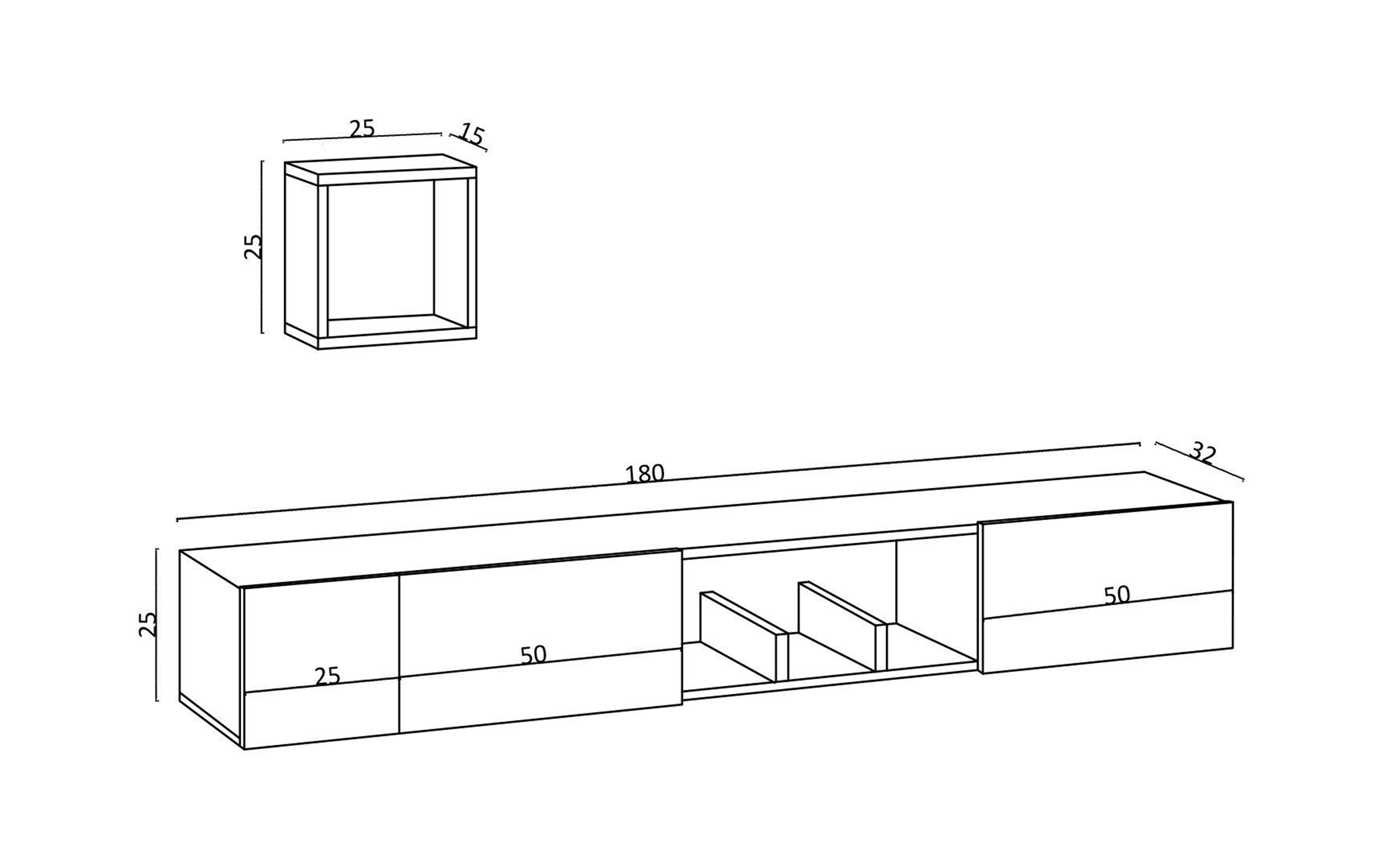 Modul TV + etajera 1 buc. Avior, stejar safir  2